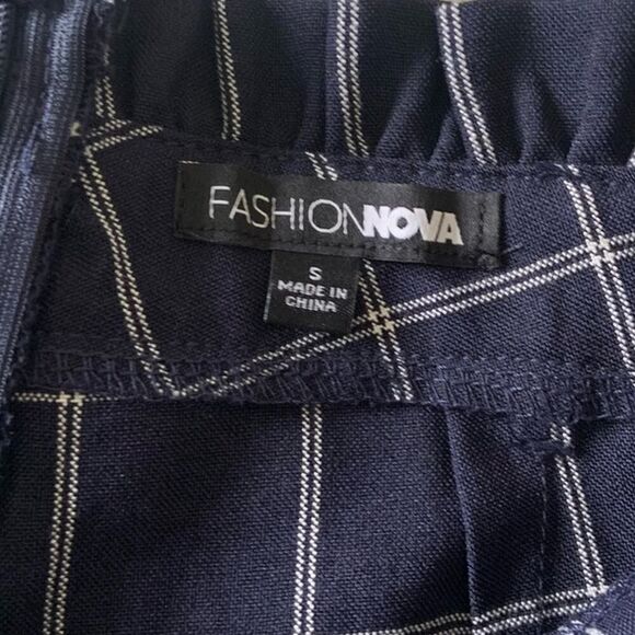 Navy White Plaid Women's Pants Size Small NWOT Old Money Classy - Picture 6 of 10